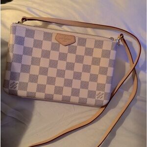 Authentic Louis Vuitton Double Zip Pochette in Damir Azur